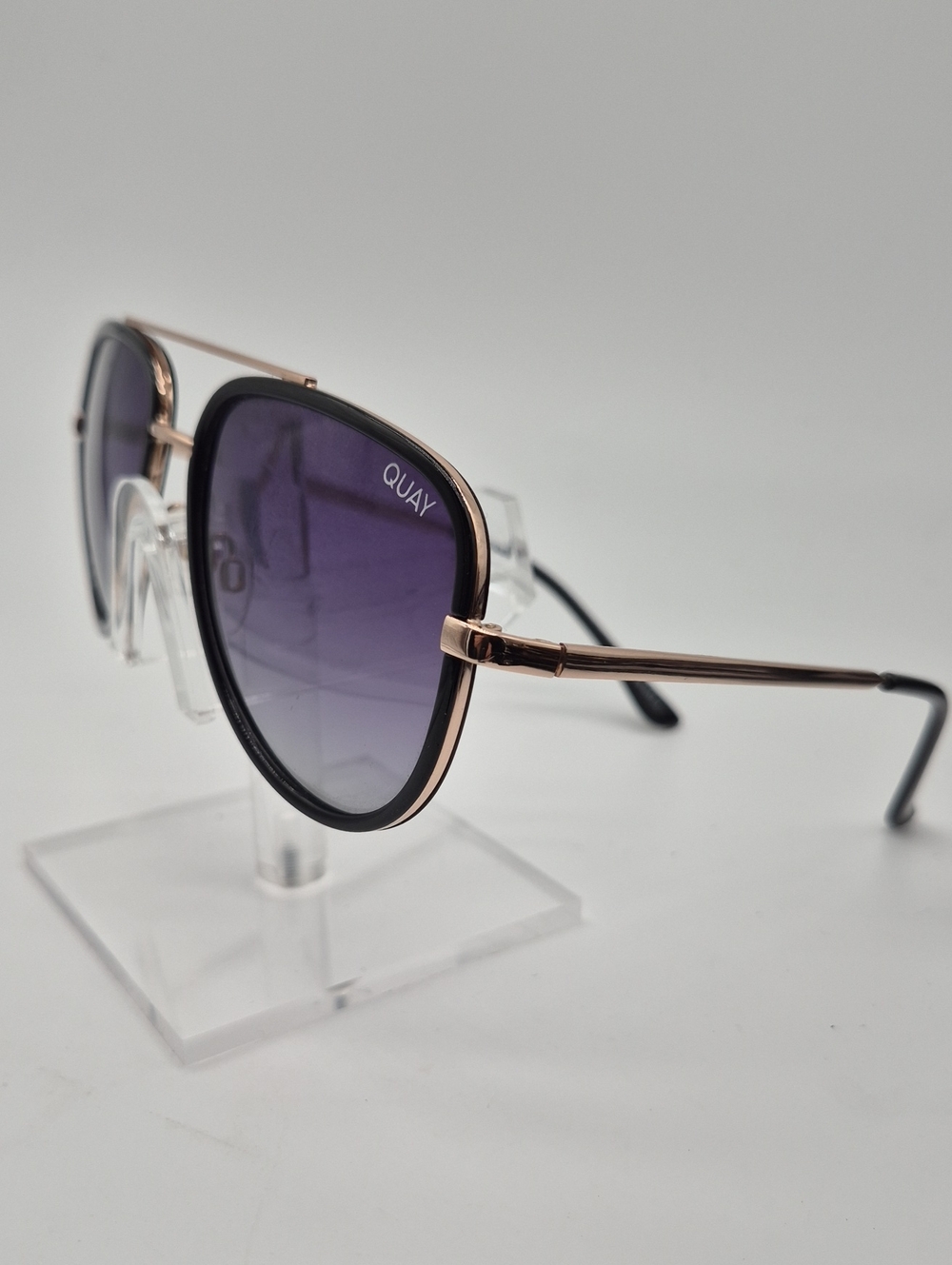Quay Australia Rose Gold Frame Sunglasses with Purple Gradient Lenses